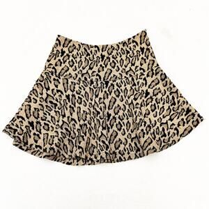 Free People Leopard Animal Print Patterned Flare Skater Skirt Size 12